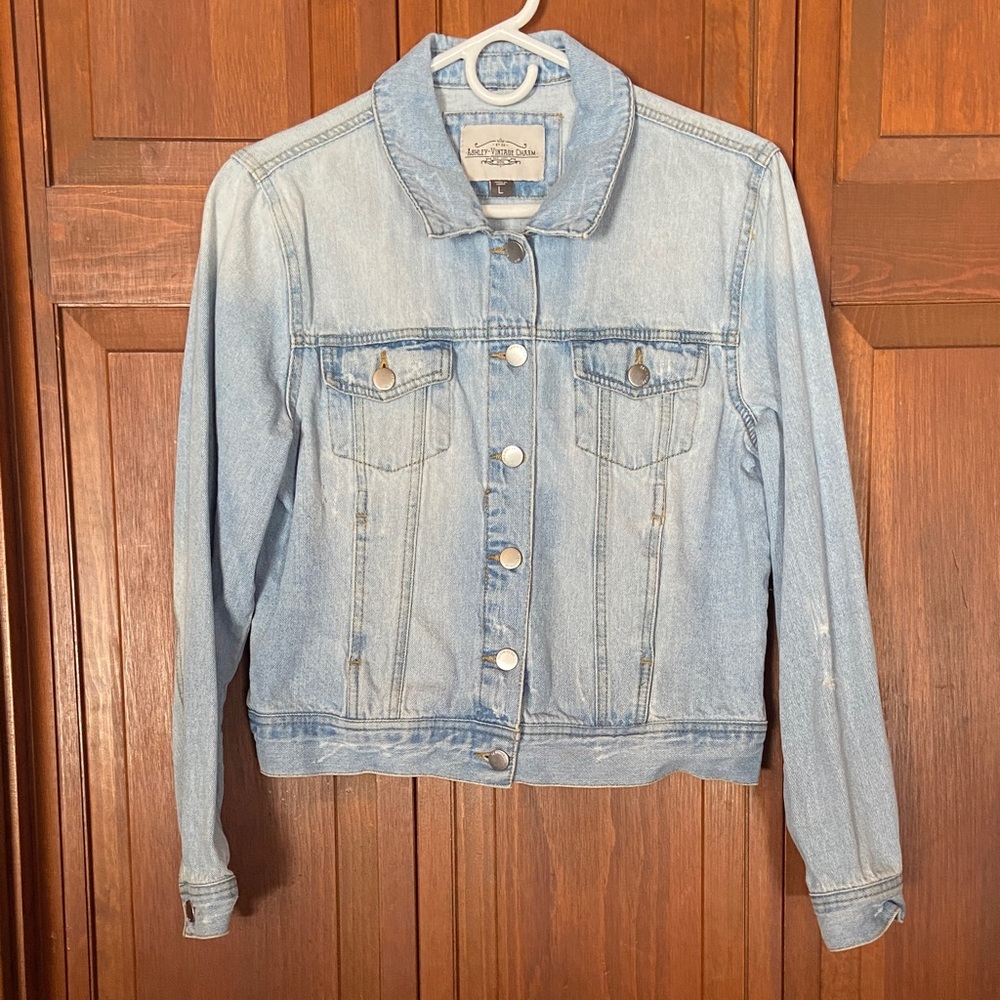 Retro Distressed Denim Jean Jacket By Ashley Vintage Charm